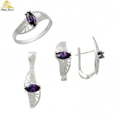 Gümüş zirkon taşlı set